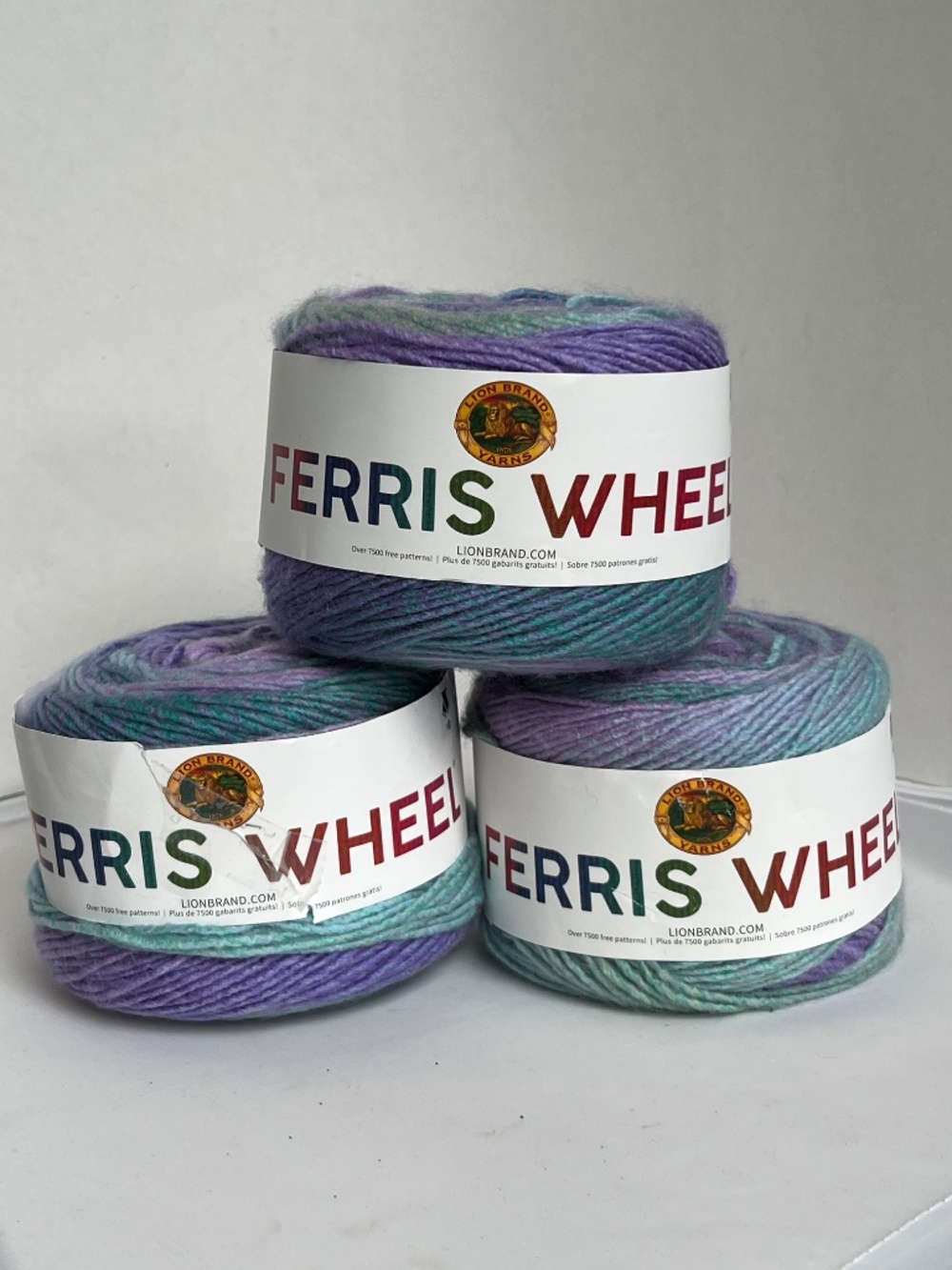 3 Cakes Lion Brand Yarn Ferris Wheel 3 oz 85 g 100% Acrylic #606 Cotton Candy